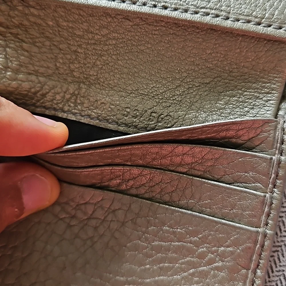 Gucci Soho tri-fold gold metallic compact wallet